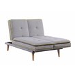 ACME Savilla Tufted Linen Fabric Upholstery Adjustable Sofa in Gray and Oak