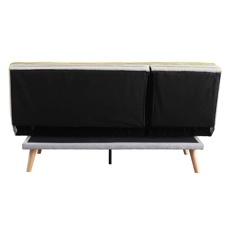 ACME Savilla Tufted Linen Fabric Upholstery Adjustable Sofa in Gray and Oak