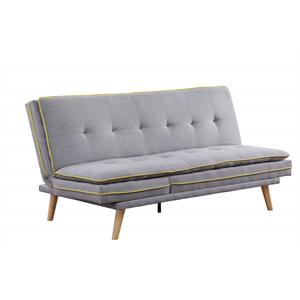 ACME Savilla Tufted Linen Fabric Upholstery Adjustable Sofa in Gray and Oak