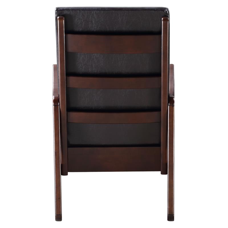 ACME Raina Faux Leather Upholstered Rocking Chair in Dark Brown and Espresso