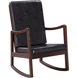 ACME Raina Faux Leather Upholstered Rocking Chair in Dark Brown and Espresso