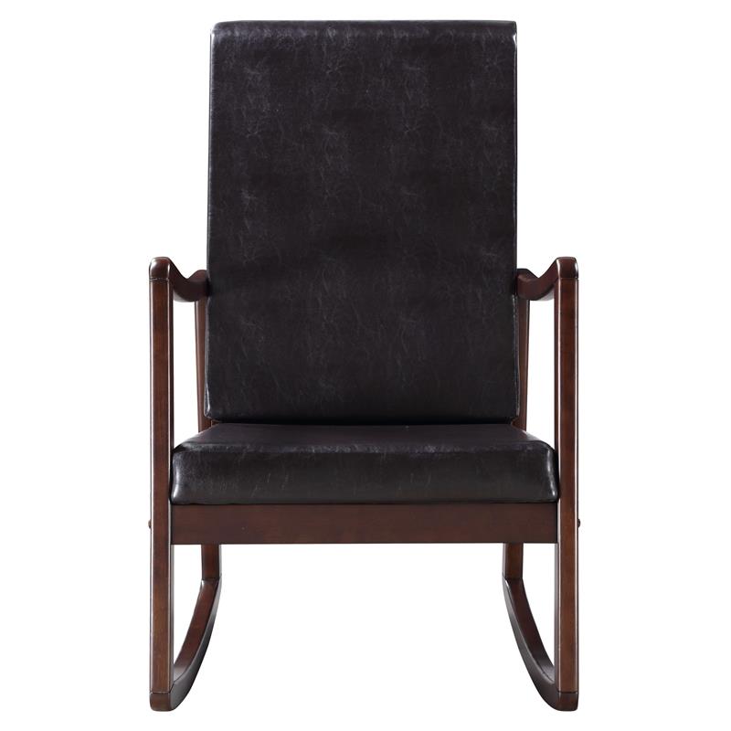ACME Raina Faux Leather Upholstered Rocking Chair in Dark Brown and Espresso