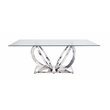 ACME Finley Dining Table in Clear Glass and Mirrored Silver Finish