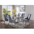 ACME Finley Dining Table in Clear Glass and Mirrored Silver Finish
