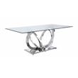 ACME Finley Dining Table in Clear Glass and Mirrored Silver Finish