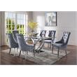 ACME Satinka Tufted Fabric Side Chair in Gray and Mirrored Silver (Set of 2)
