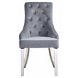 ACME Satinka Tufted Fabric Side Chair in Gray and Mirrored Silver (Set of 2)