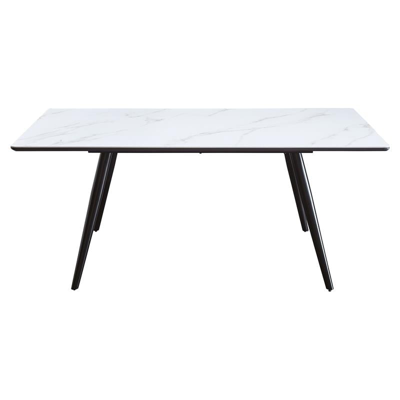 ACME Caspian Faux Marble Dining Table with Metal Base in White and Black