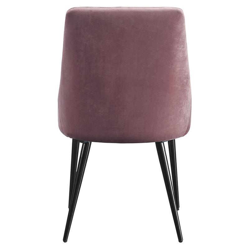 ACME Caspian Channel Tufted Fabric  Side Chair in Pink and Black Set of 2