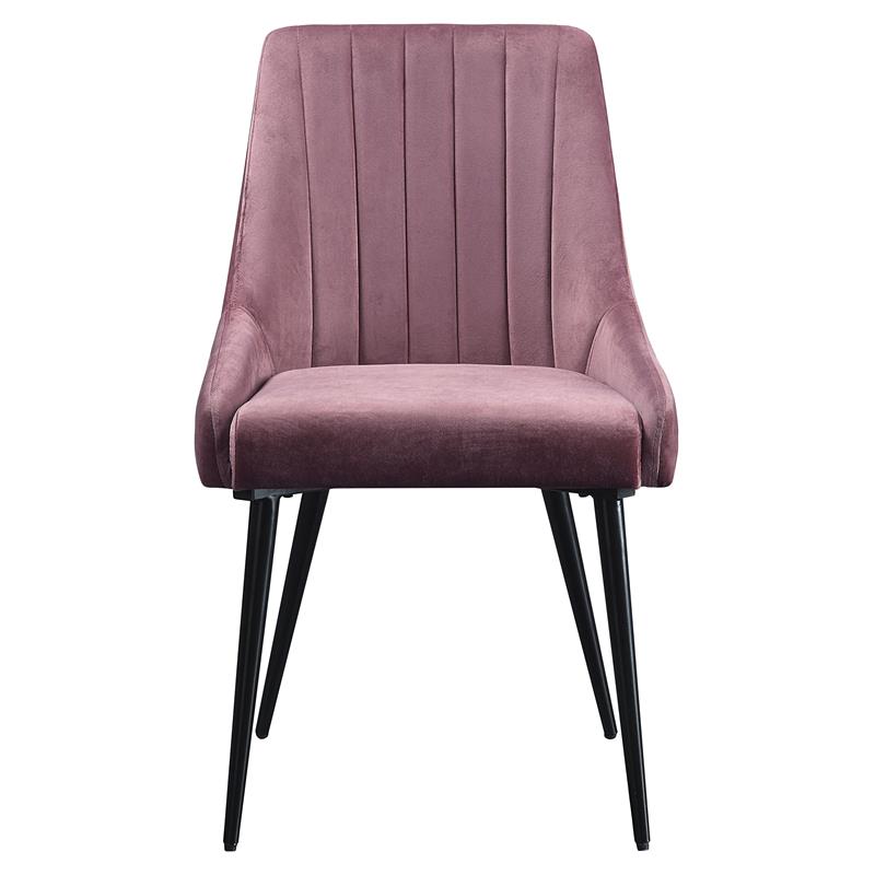 ACME Caspian Channel Tufted Fabric  Side Chair in Pink and Black Set of 2