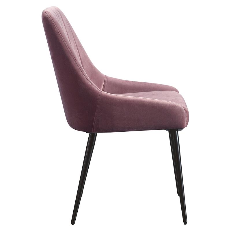 ACME Caspian Channel Tufted Fabric  Side Chair in Pink and Black Set of 2