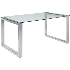 acme abraham rectangular dining table in clear glass and chrome