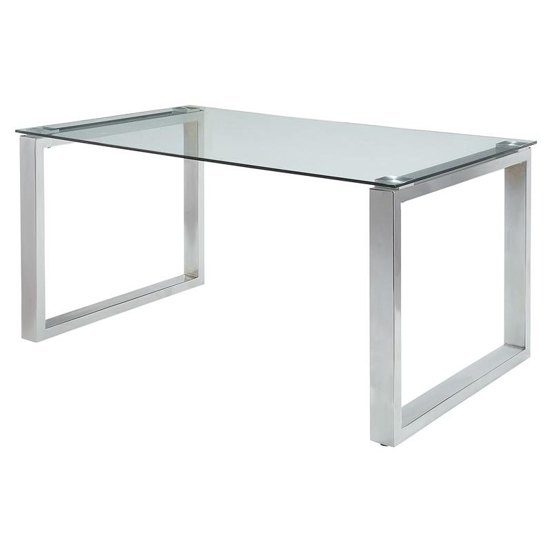 ACME Abraham Rectangular Dining Table in Clear Glass and Chrome ...