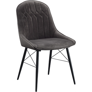 acme abraham tufted fabric upholstery side chair in gray and black (set of 2)