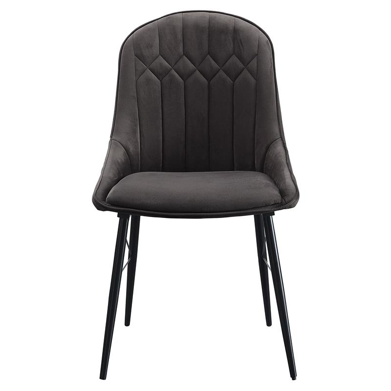 ACME Abraham Tufted Fabric Upholstery Side Chair in Gray and Black Set of 2