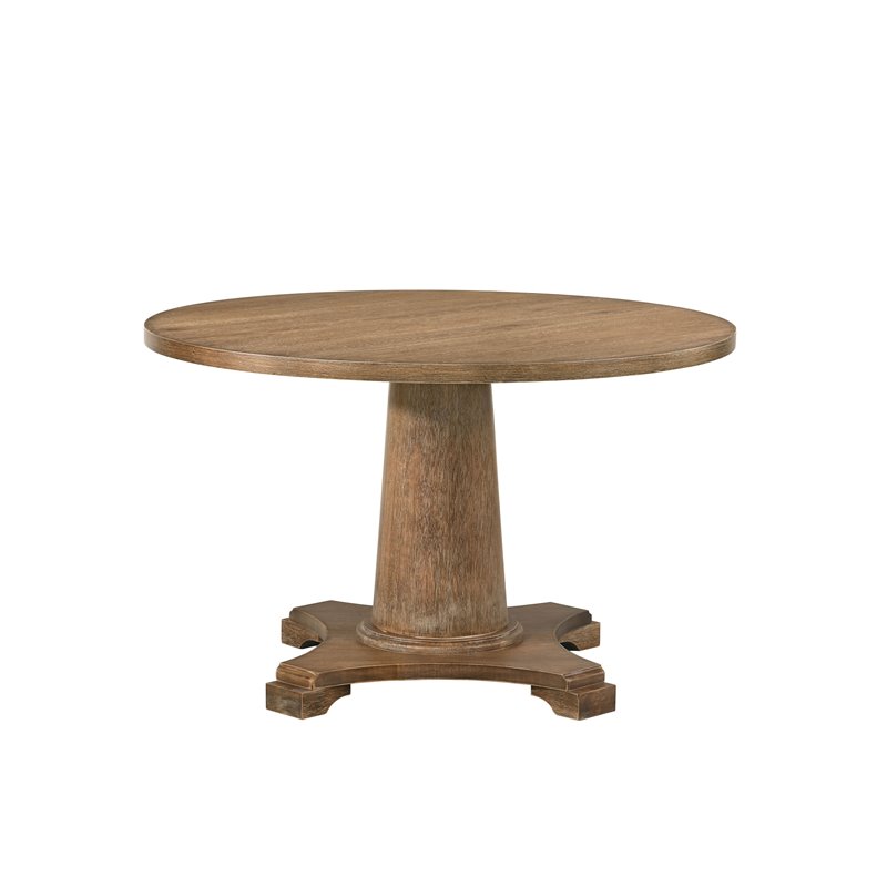 ACME Yotam Round Wooden Single Pedestal Dining Table in Salvaged Oak