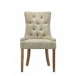 ACME Yotam Fabric Tufted Nail-head Trim Side Chair in Beige and Salvaged Oak
