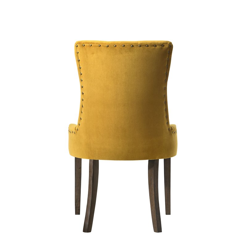 ACME Farren Tufted Upholsterd Side Chair in Yellow and Espresso
