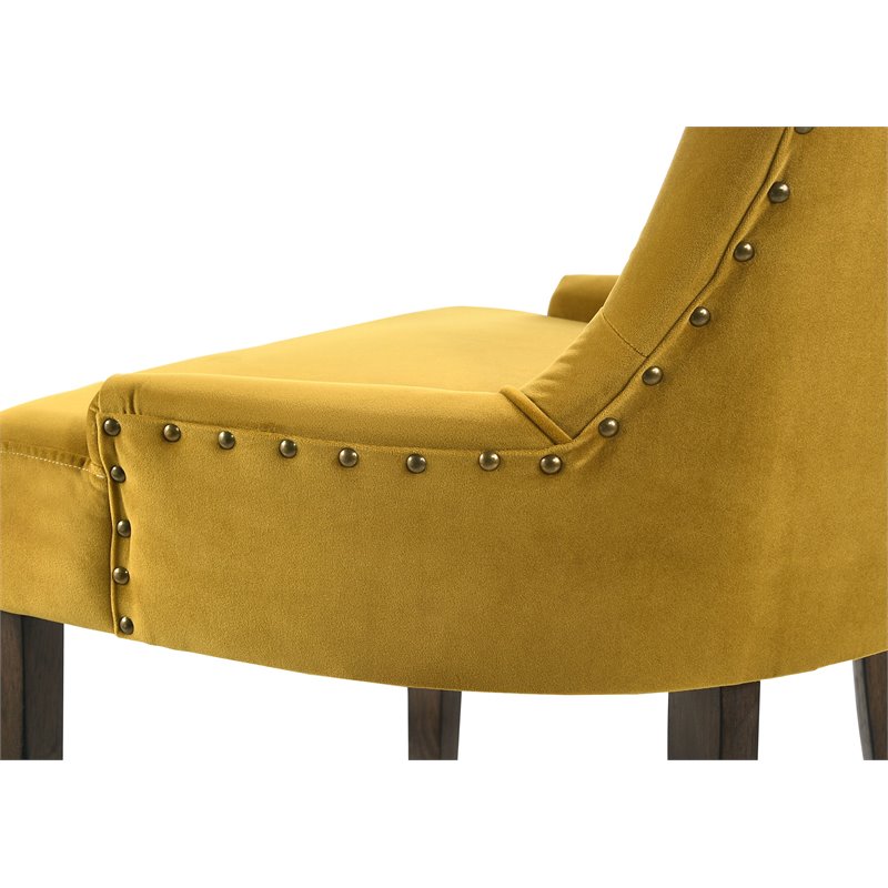 ACME Farren Tufted Upholsterd Side Chair in Yellow and Espresso