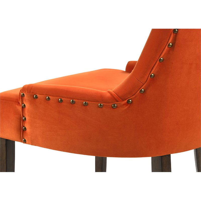 ACME Farren Side Chair in Orange Velvet and Espresso Finish
