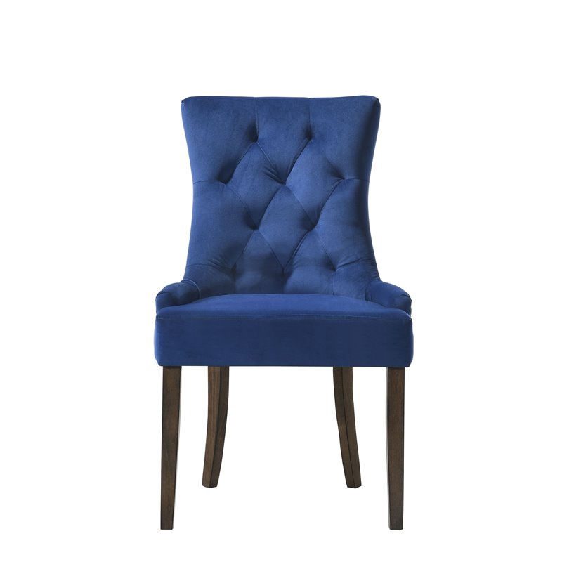 ACME Farren Tufted Upholstered Side Chair in Blue and Espresso