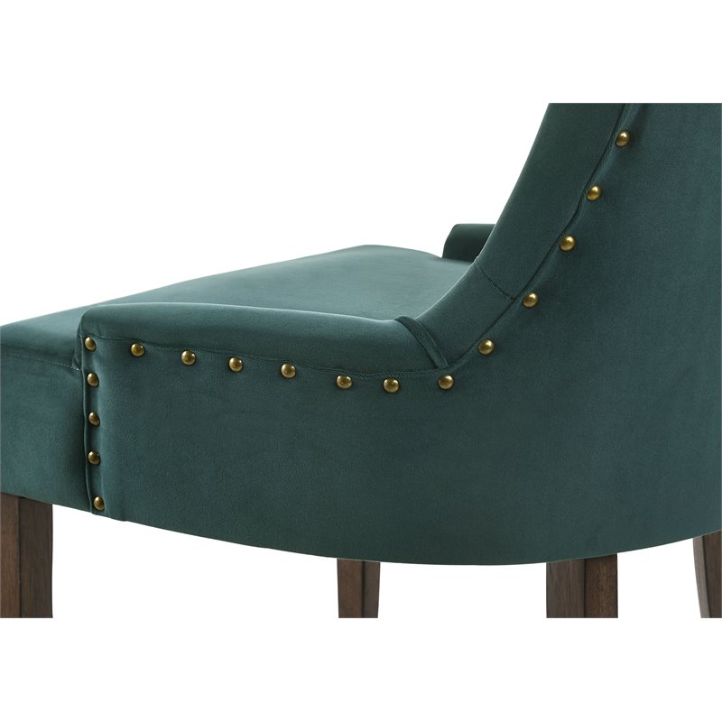 ACME Farren Tufted Velvet Side Chair in Green and Espresso (Set of 2)