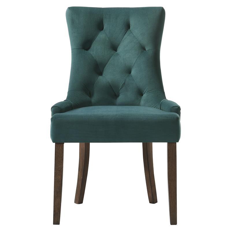 ACME Farren Tufted Velvet Side Chair in Green and Espresso (Set of 2)