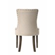 ACME Farren Fabriic Tufted Nail-Head Trim Side Chair in Beige and Espresso