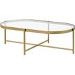 ACME Charrot Glass Top Coffee Table with Cross Bar Base in Clear Glass and Gold