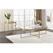 ACME Charrot Glass Top Coffee Table with Cross Bar Base in Clear Glass and Gold