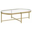 ACME Charrot Glass Top Coffee Table with Cross Bar Base in Clear Glass and Gold