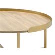 ACME Mithea Round Wooden Coffee Table with Tray Top in Oak and Gold