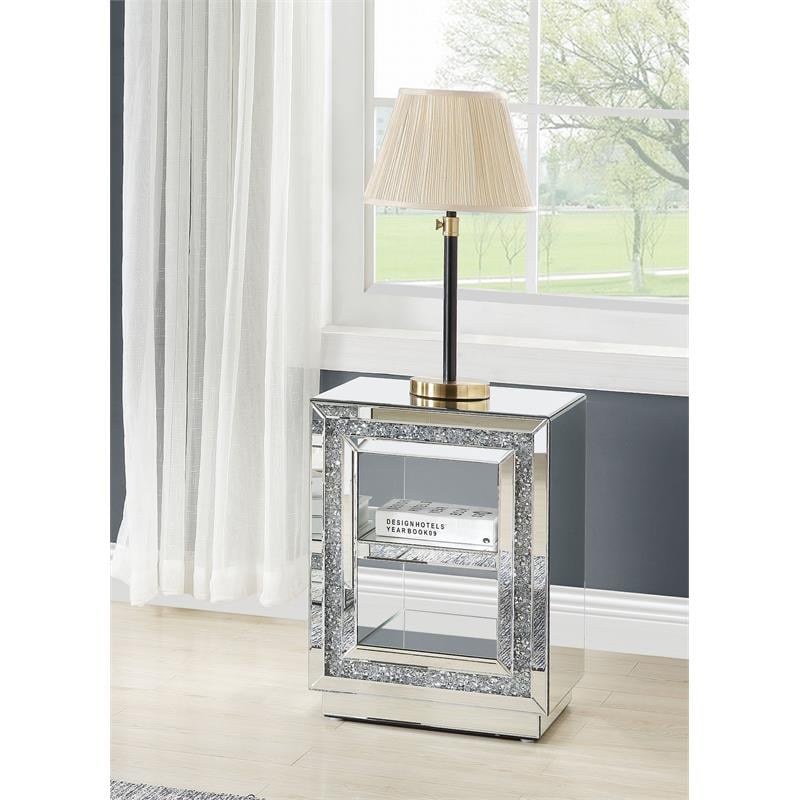 ACME Noralie Rectangular Glass End Table with 2 Tier Shelf in Mirrored
