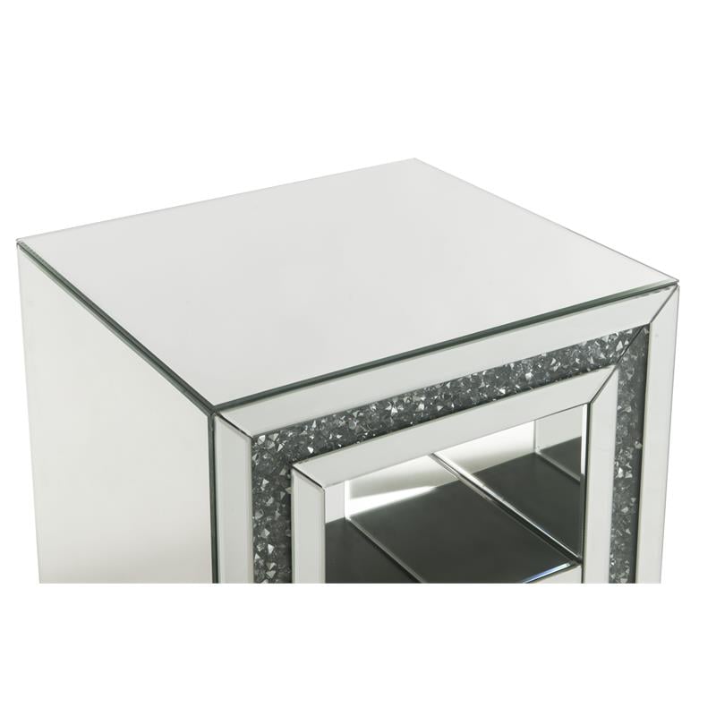 ACME Noralie Rectangular Glass End Table with 2 Tier Shelf in Mirrored