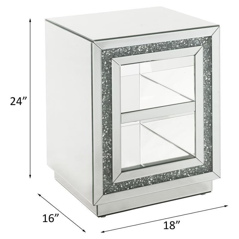 ACME Noralie Rectangular Glass End Table with 2 Tier Shelf in Mirrored