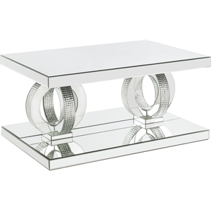 acme ornat coffee table  in mirrored and faux diamonds