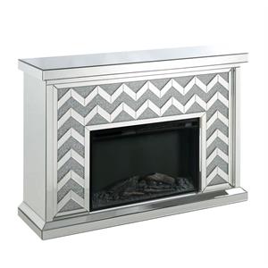 acme noralie fireplace in mirrored and faux diamonds