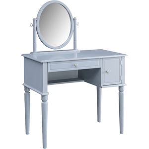 acme rabila storage wooden vanity set with single door cabinet in cream and gray