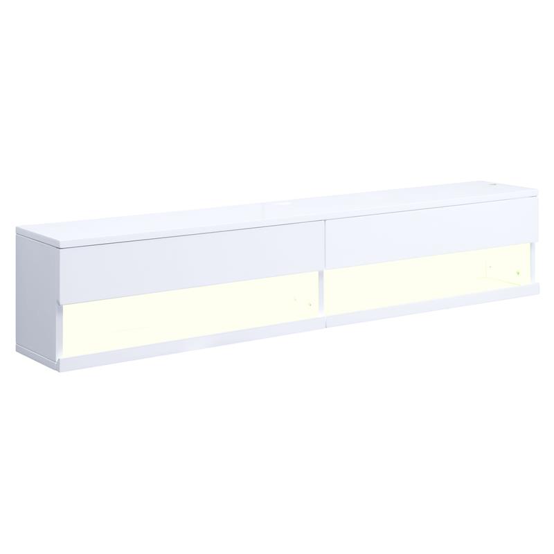 ACME Ximena Wooden Rectangular Floating TV Stand with LED Lighting in White