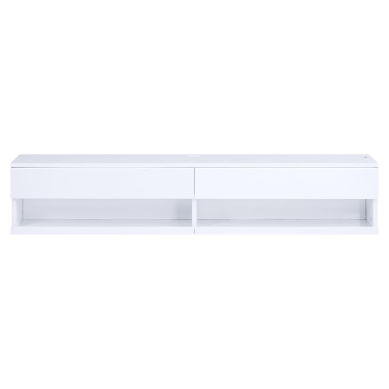 ACME Ximena Wooden Rectangular Floating TV Stand with LED Lighting in White