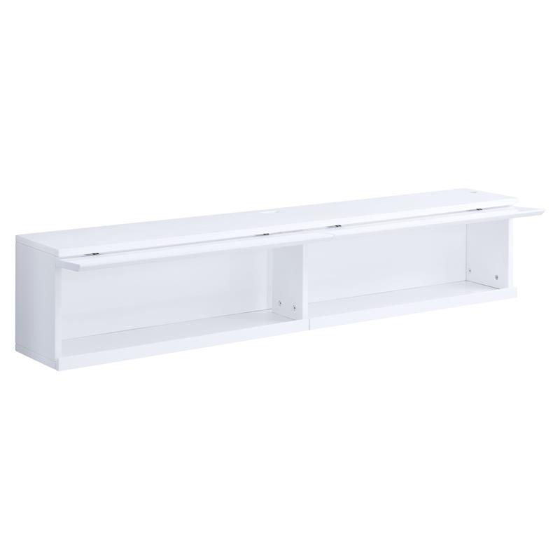 ACME Ximena Wooden Rectangular Floating TV Stand with LED Lighting in White