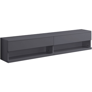 acme ximena wooden rectangular floating tv stand with led lighting in gray