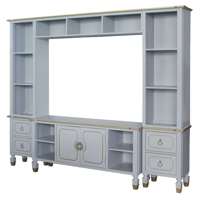 ACME House Marchese Wooden Storage Entertainment Center in Pearl Gray