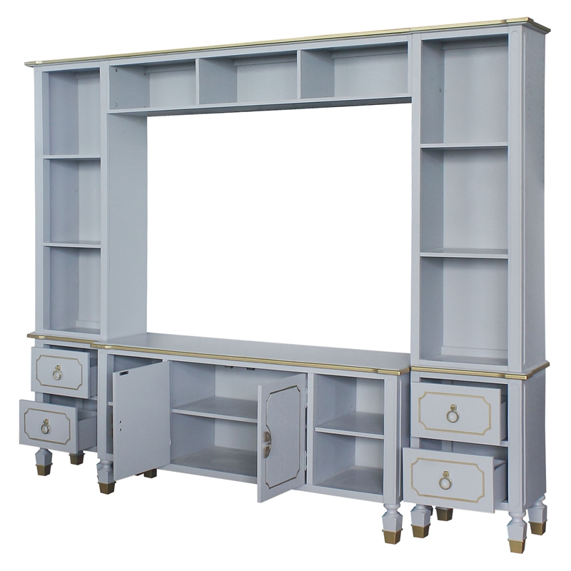 ACME House Marchese Wooden Storage Entertainment Center in Pearl Gray