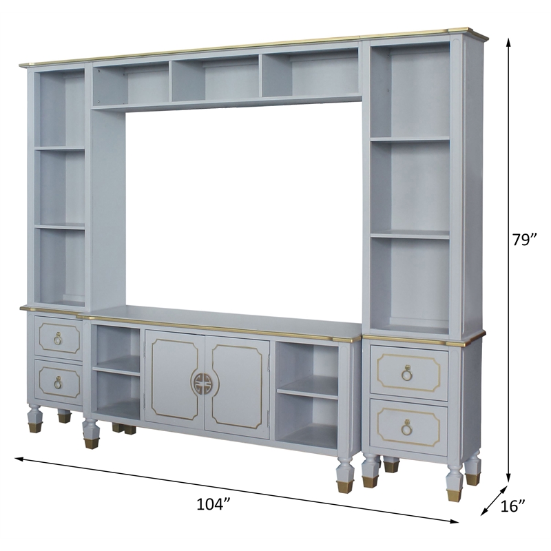 ACME House Marchese Wooden Storage Entertainment Center in Pearl Gray