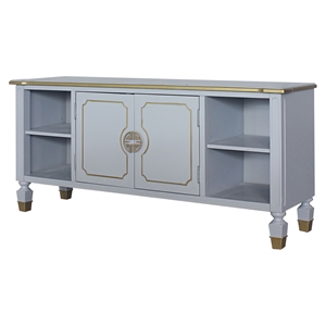 acme house marchese wooden 2-door tv stand with 4 shelves in pearl gray