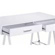 ACME Coleen Wooden Top Writing Desk with USB Port in White High Gloss and Chrome