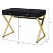 ACME Coleen Wooden Top Writing Desk with USB Port in Black and Brass