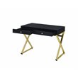 ACME Coleen Wooden Top Writing Desk with USB Port in Black and Brass