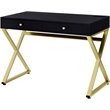 ACME Coleen Wooden Top Writing Desk with USB Port in Black and Brass